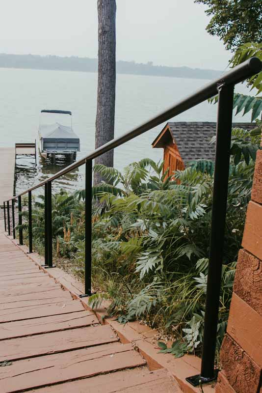 lake cabin staircase railing