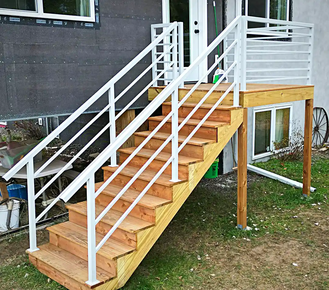 staircase deck railing white